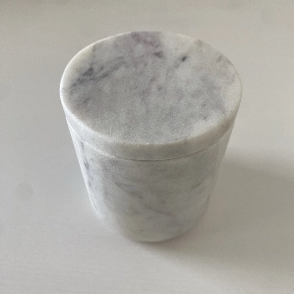 CB2 Vanity Bathroom Nexus White Marble Canister - Picture 2 of 9